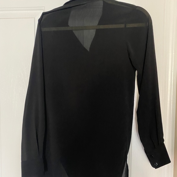 Semi-sheer black button down blouse - Picture 3 of 3